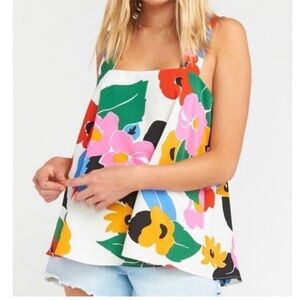 Show Me Your Mumu Wide Strap Bright Floral Tank Size Small